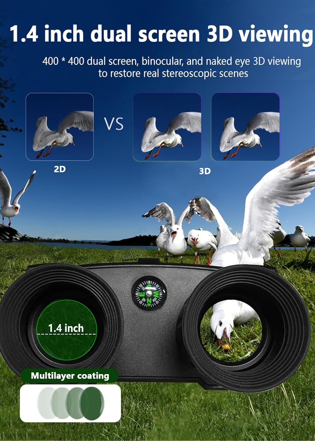 Night Vision Binoculars with 1.4inch Screen, 8X Digital Zoom N977