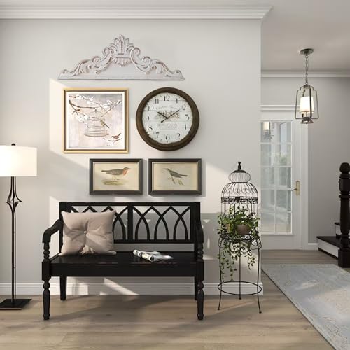 White Wood Floral Carved Wall Sculptures N412726