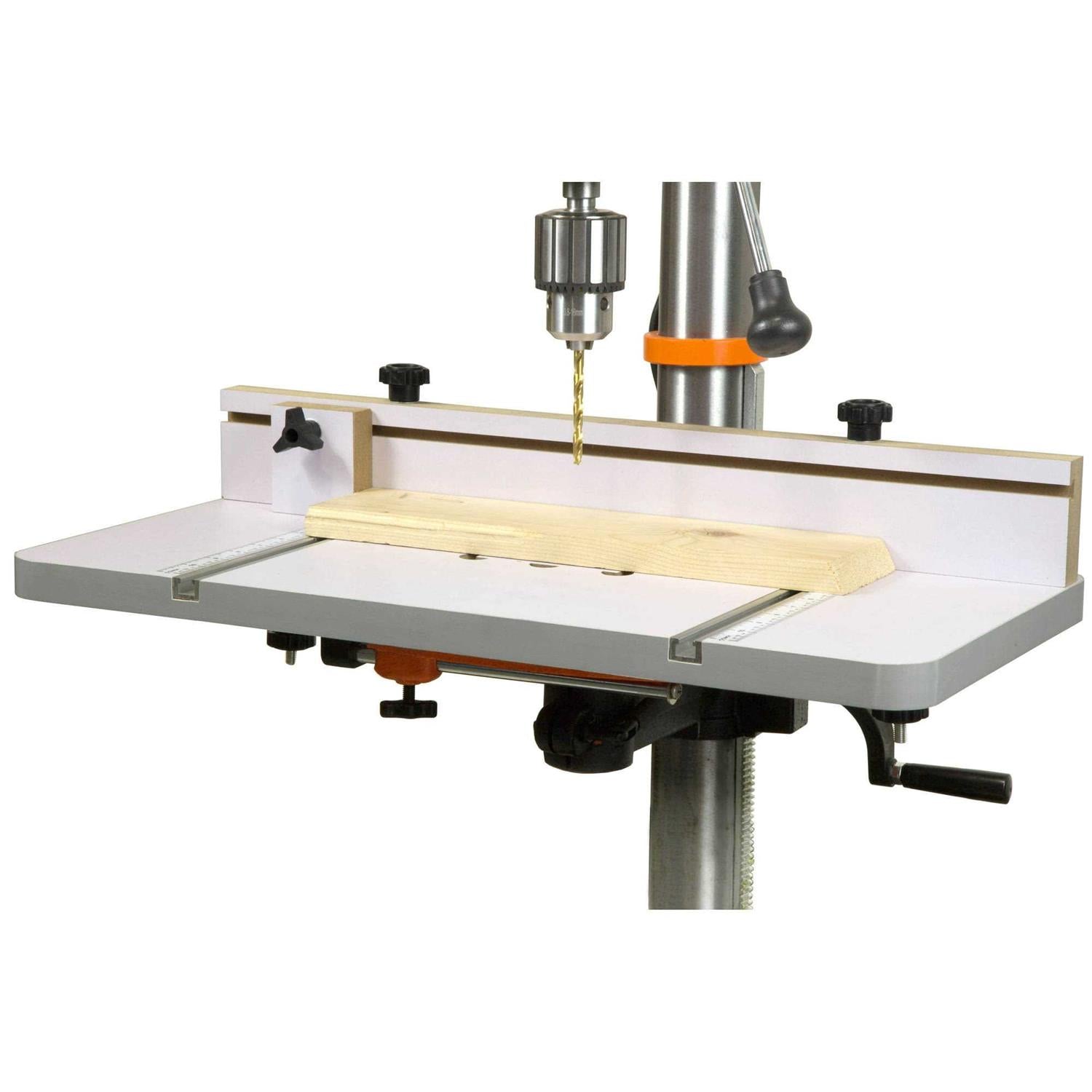 24 in. x 12 in. Drill Press Table with Adjustable Fence and Stop Block Y70929