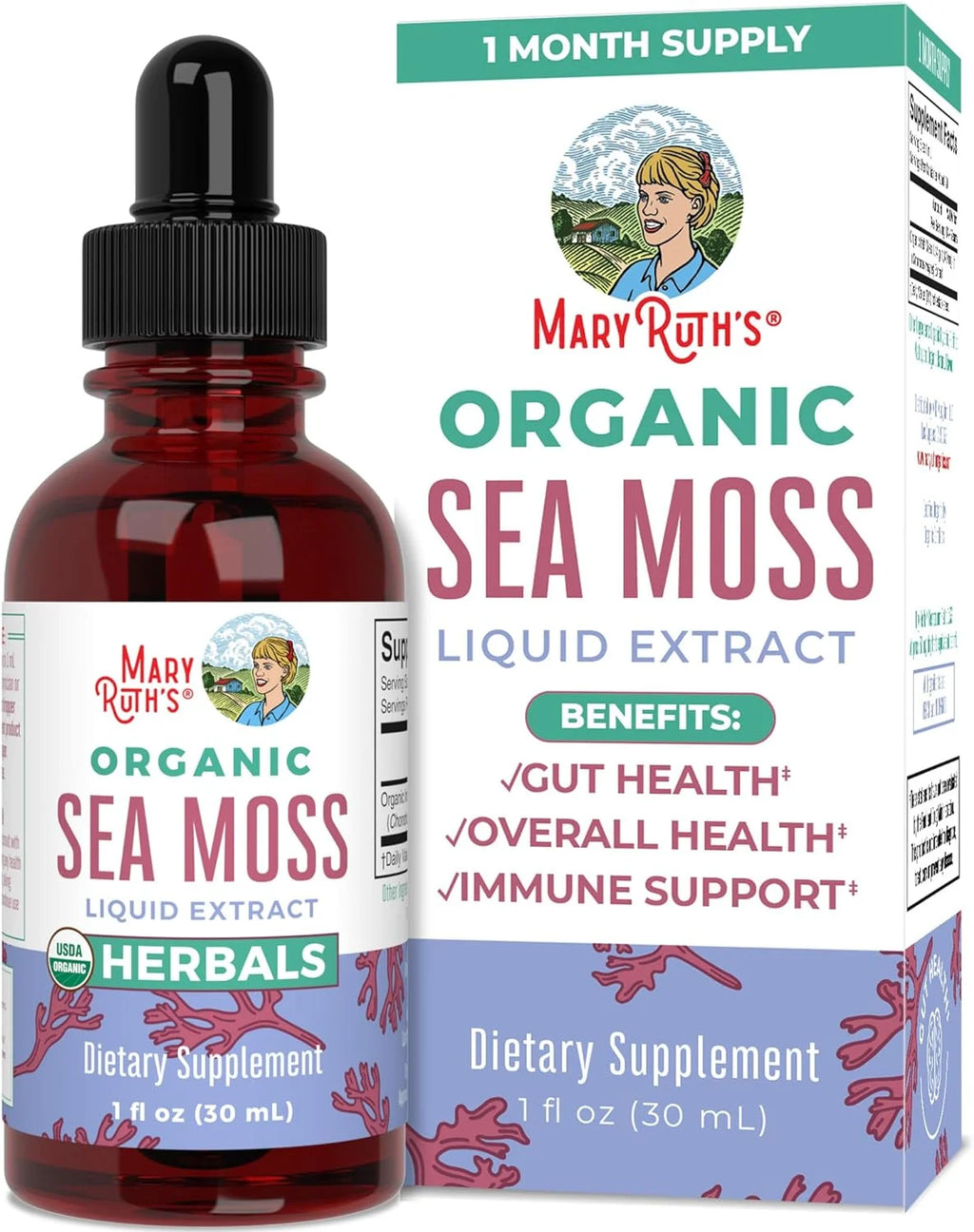 USDA Organic Sea Moss Liquid Drops Herbal Supplement 1 fl oz S95563