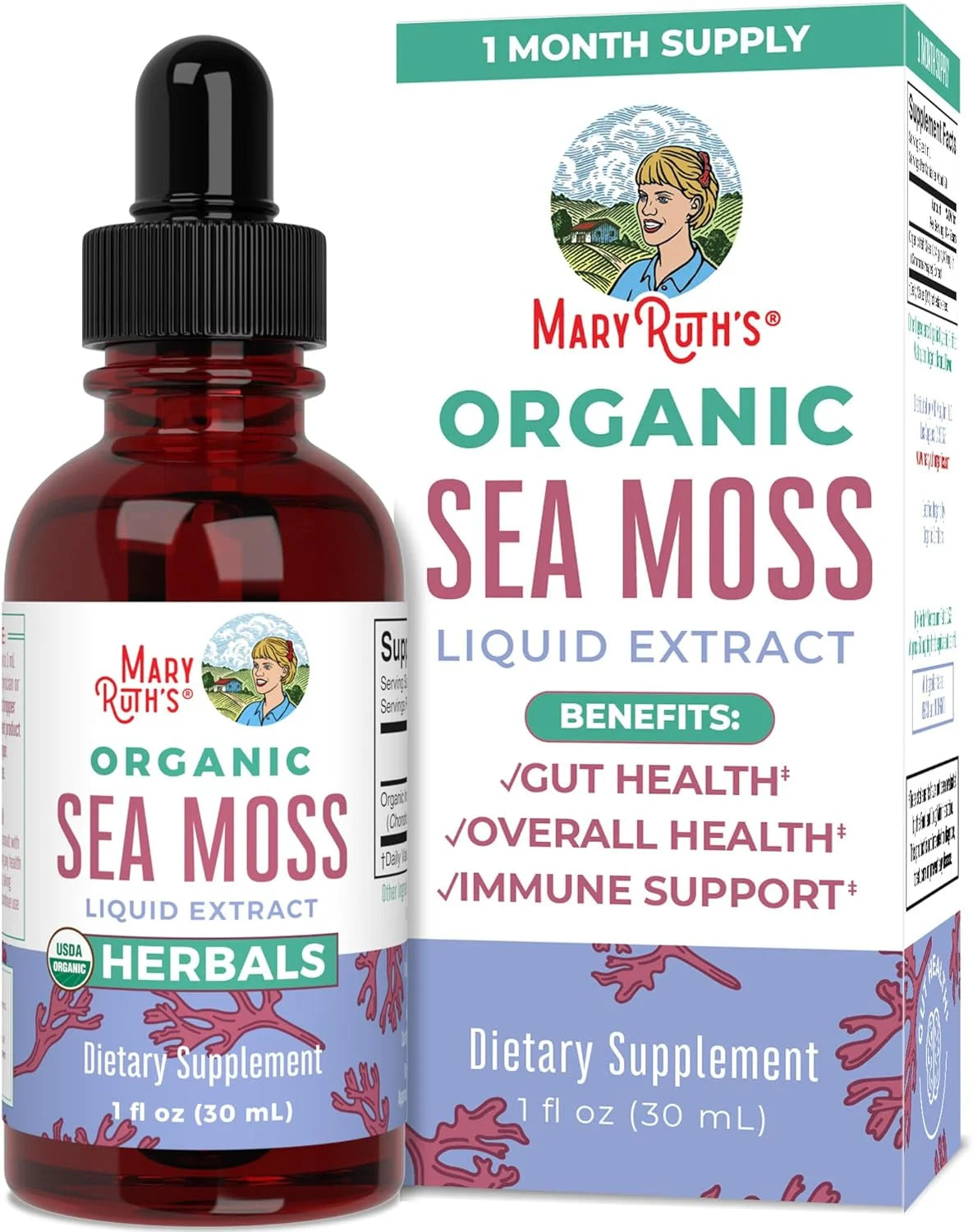 USDA Organic Sea Moss Liquid Drops Herbal Supplement 1 fl oz S95563