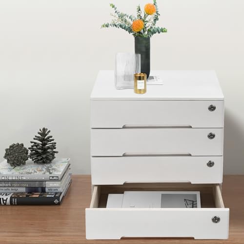 4 Drawers Wood Storage Box with Lockable Drawers X3689