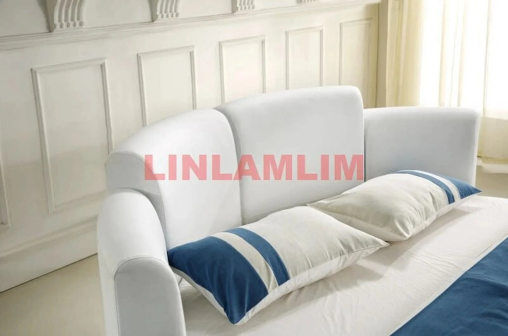 Genuine Cow Leather Bed Frame with Led Lamp A7264