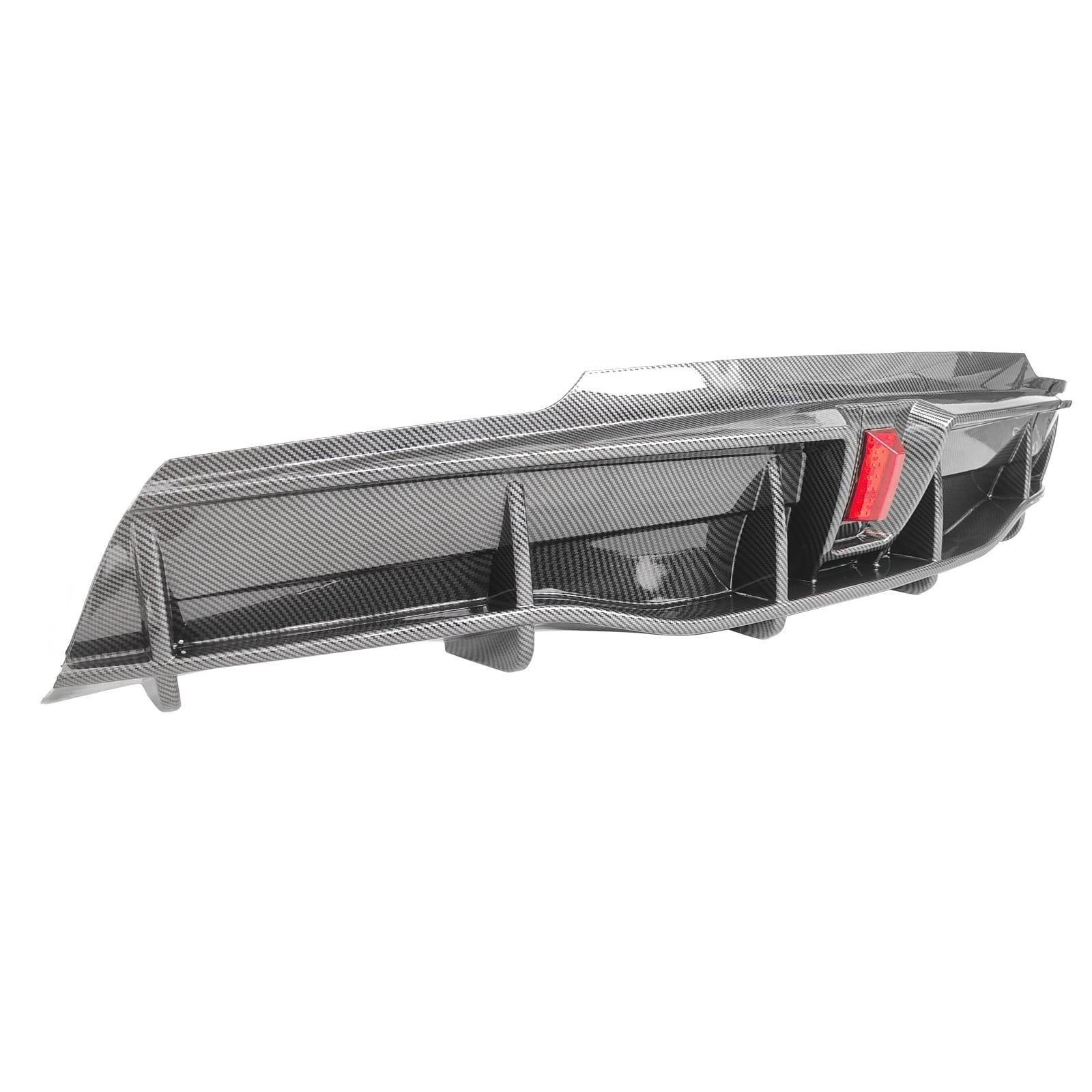 Rear Diffuser Lip for Tesla Model Y Sport 4-Door Carbon Fiber Print PP Rear Lower Bumper Protector Lip With LED Lamp S648680