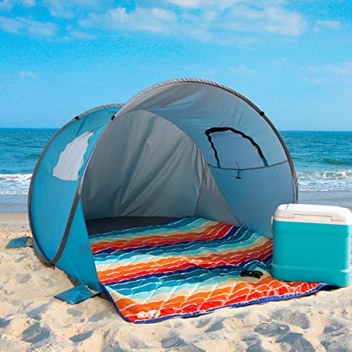 Blue Pop Up Beach Tent Sun Shelter with UV Protection V532750