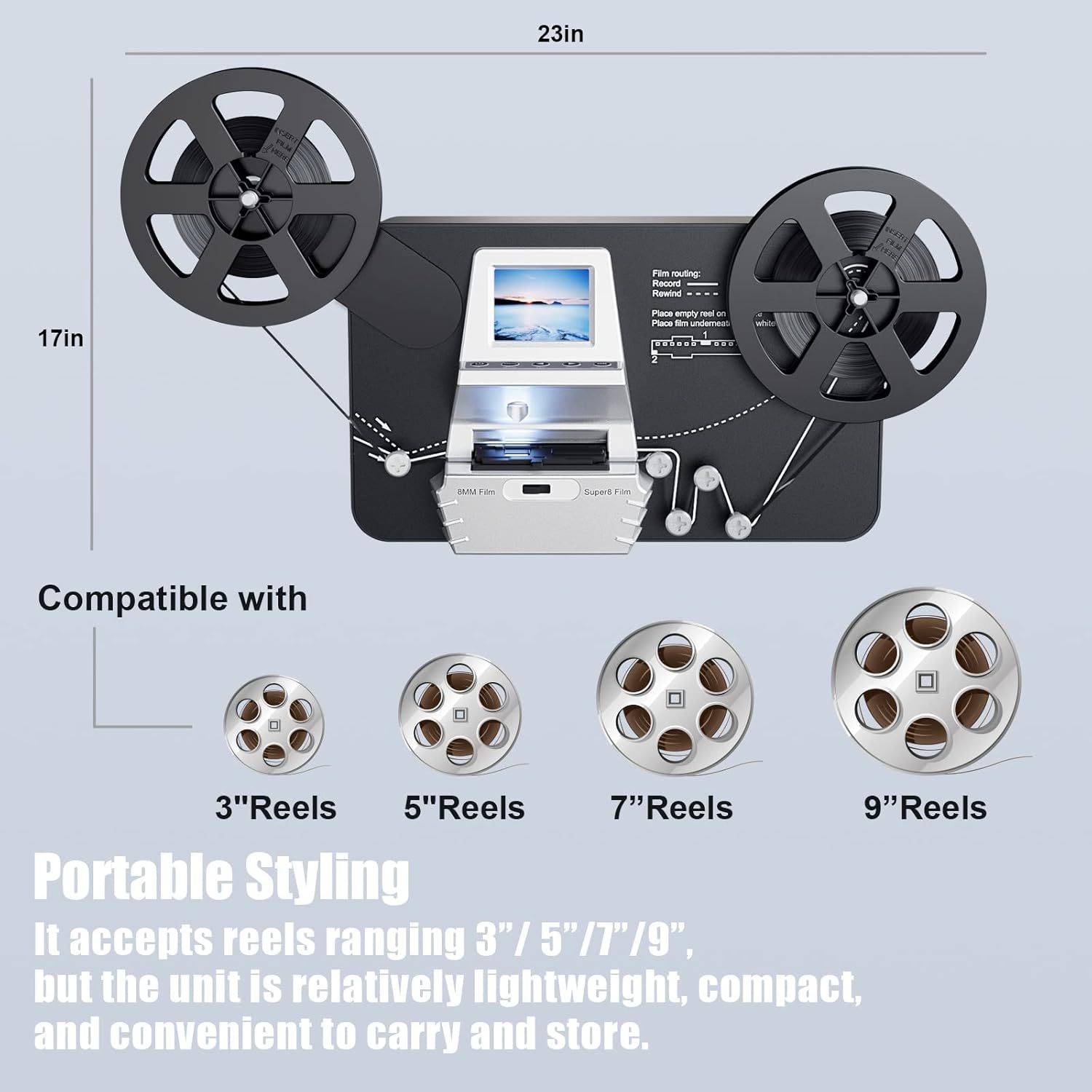 8mm & Super 8 Reels to Digital Film Scanner Converter with 2.4 Screen K651