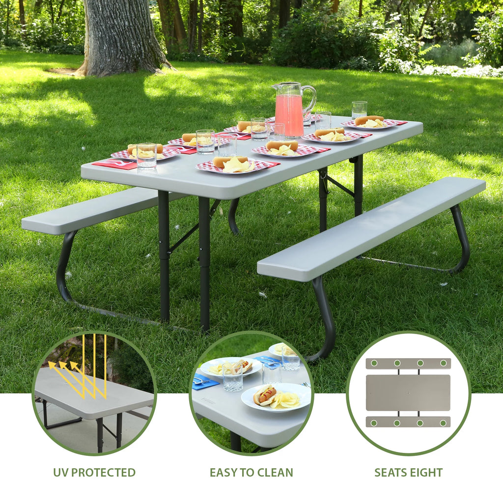 6 Foot Folding Picnic Table, Putty D393