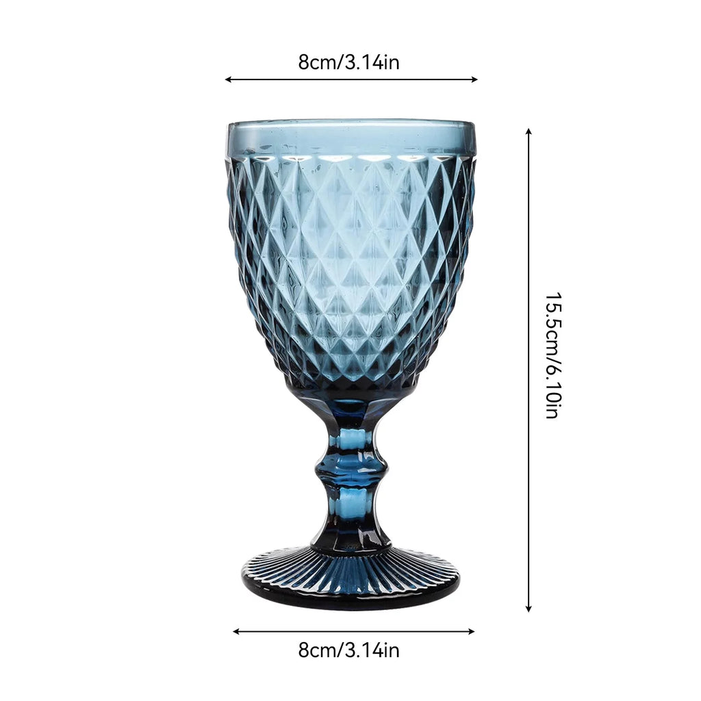 6pcs Blue Glass Goblet Wine Goblet 8 oz B790