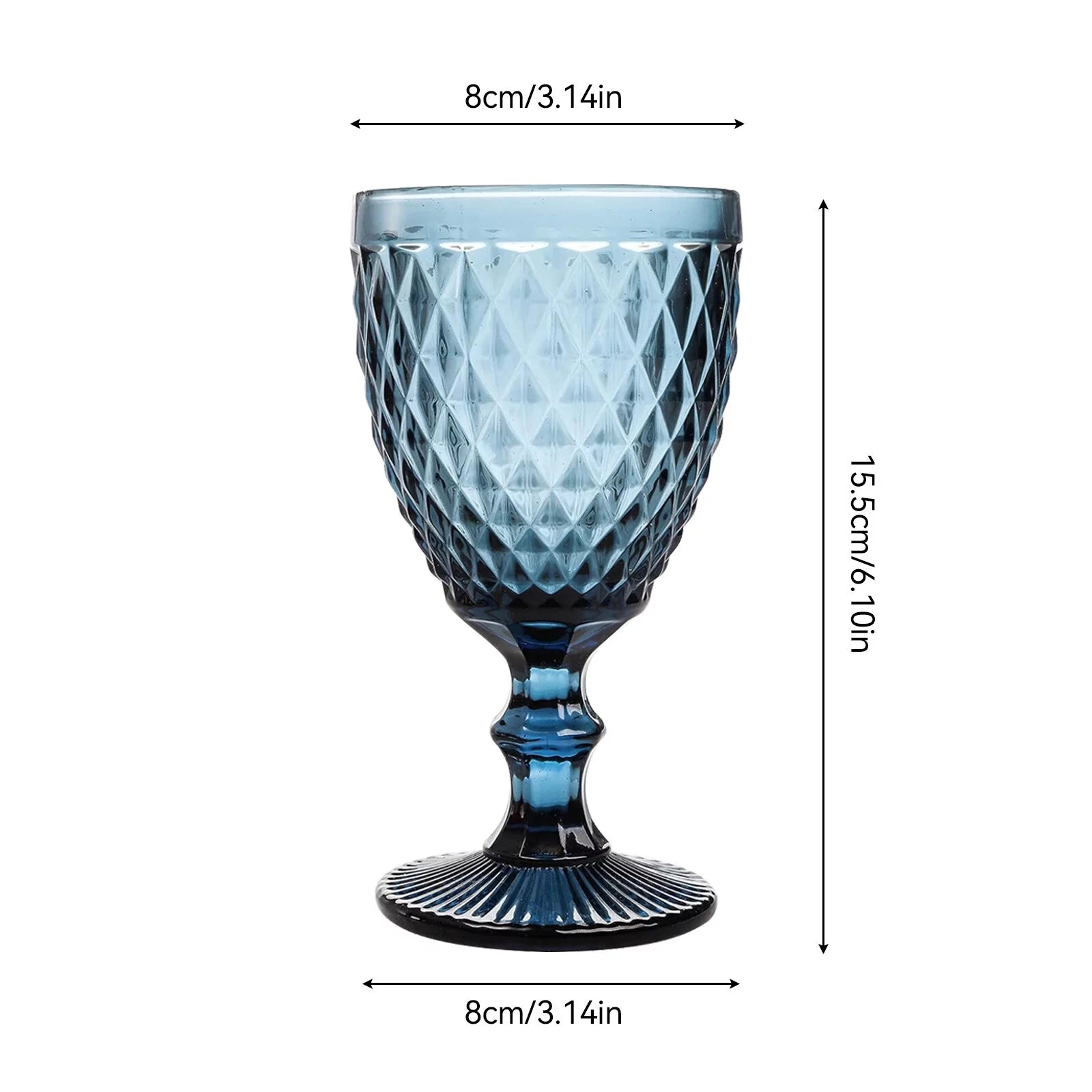 6pcs Blue Glass Goblet Wine Goblet 8 oz B790