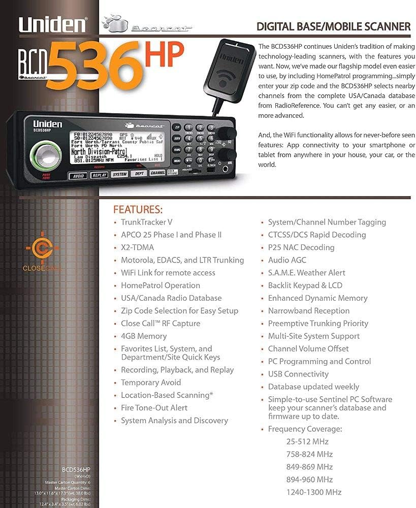 Scanner with Wi-Fi, Backlit Keypad & LCD, S.A.M.E. Weather Alert U449979