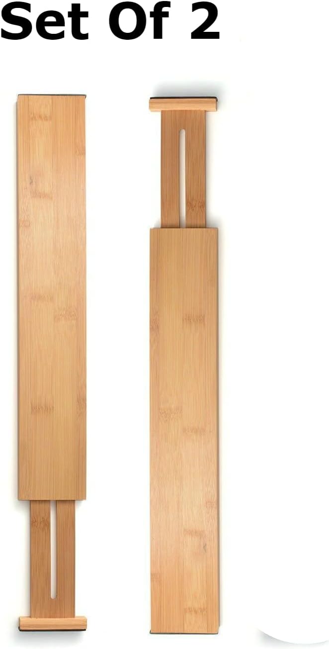 Natural Bamboo 2-Pack Expandable Drawer Divider Organizers B4234