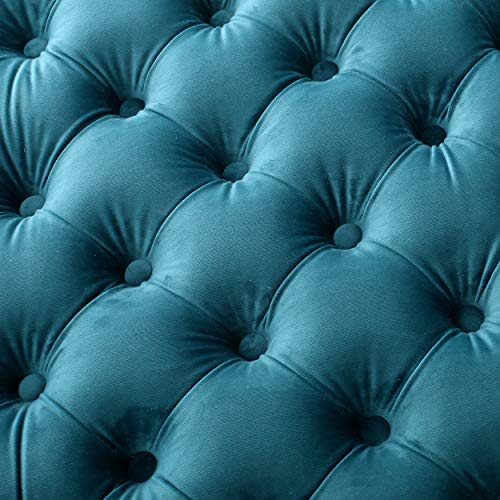 Dark Teal Velvet Ottoman N373330