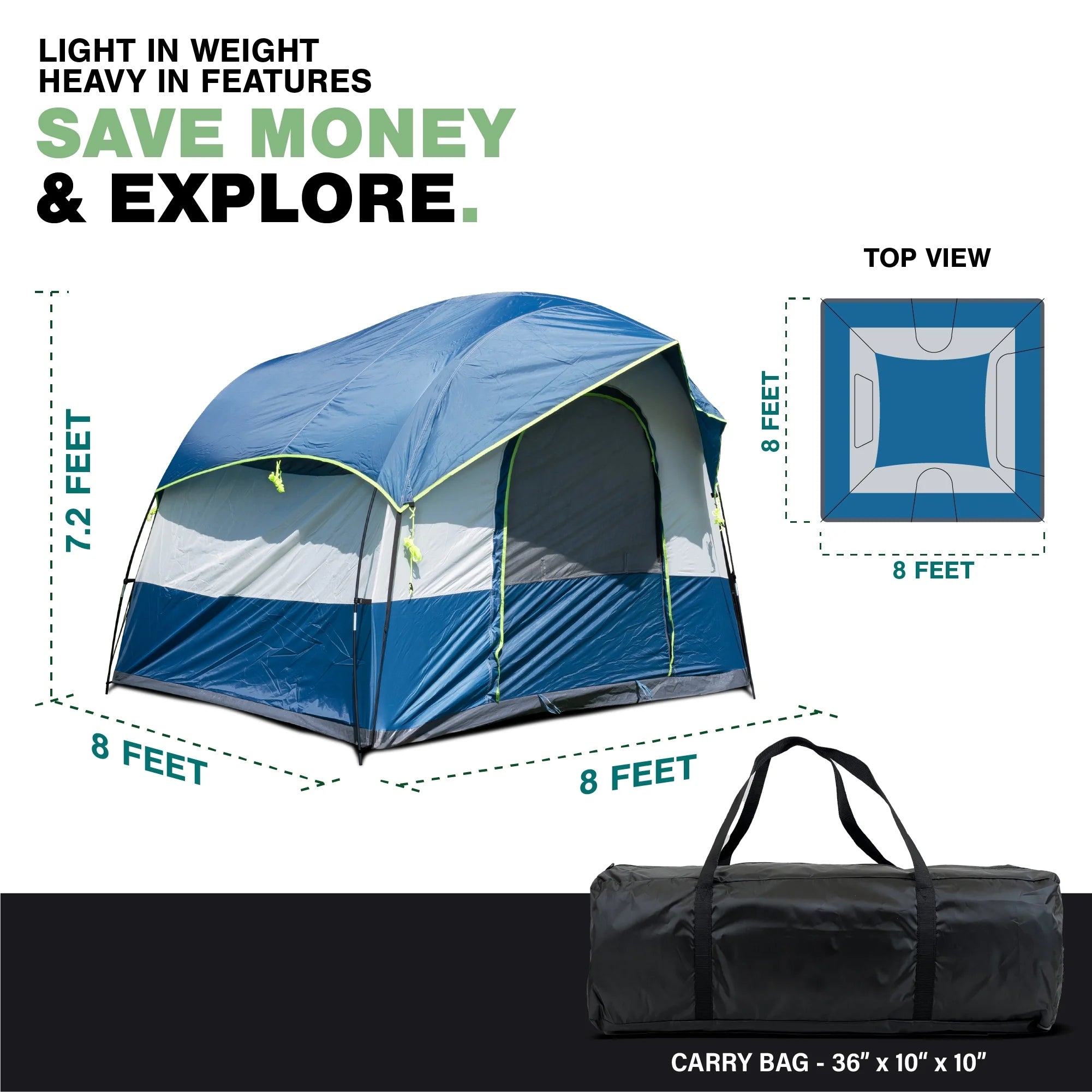 8-Person Camping Tent with Rainfly and Storage Bag G146495