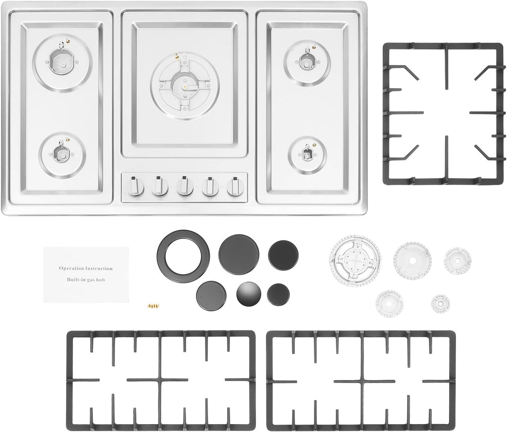 34 inch 5 Burners Built-in Stainless Steel Gas Cooktop L1026