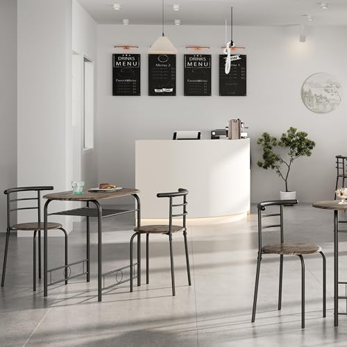 White 3-Piece Dining Table Set with Metal Frame M224