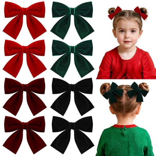 8 Pcs Velvet Hair Bows with Alligator Clips T67063