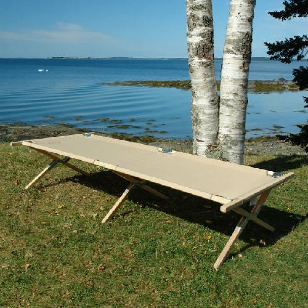 Tan Heavy Duty Wood Frame Portable Camping Cot S49346