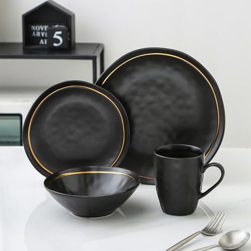 Black Porcelain Dinnerware Set, 16-Piece, Service For 4 X22042