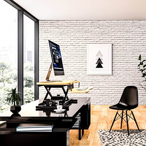 Electric Standing Desk Converter, 36 Inch, Maple K40921