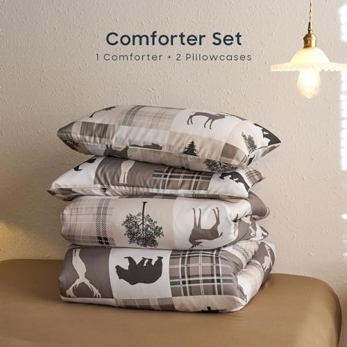 Rustic Comforter Set, 3 Pieces, Taupe, Queen Size W108612