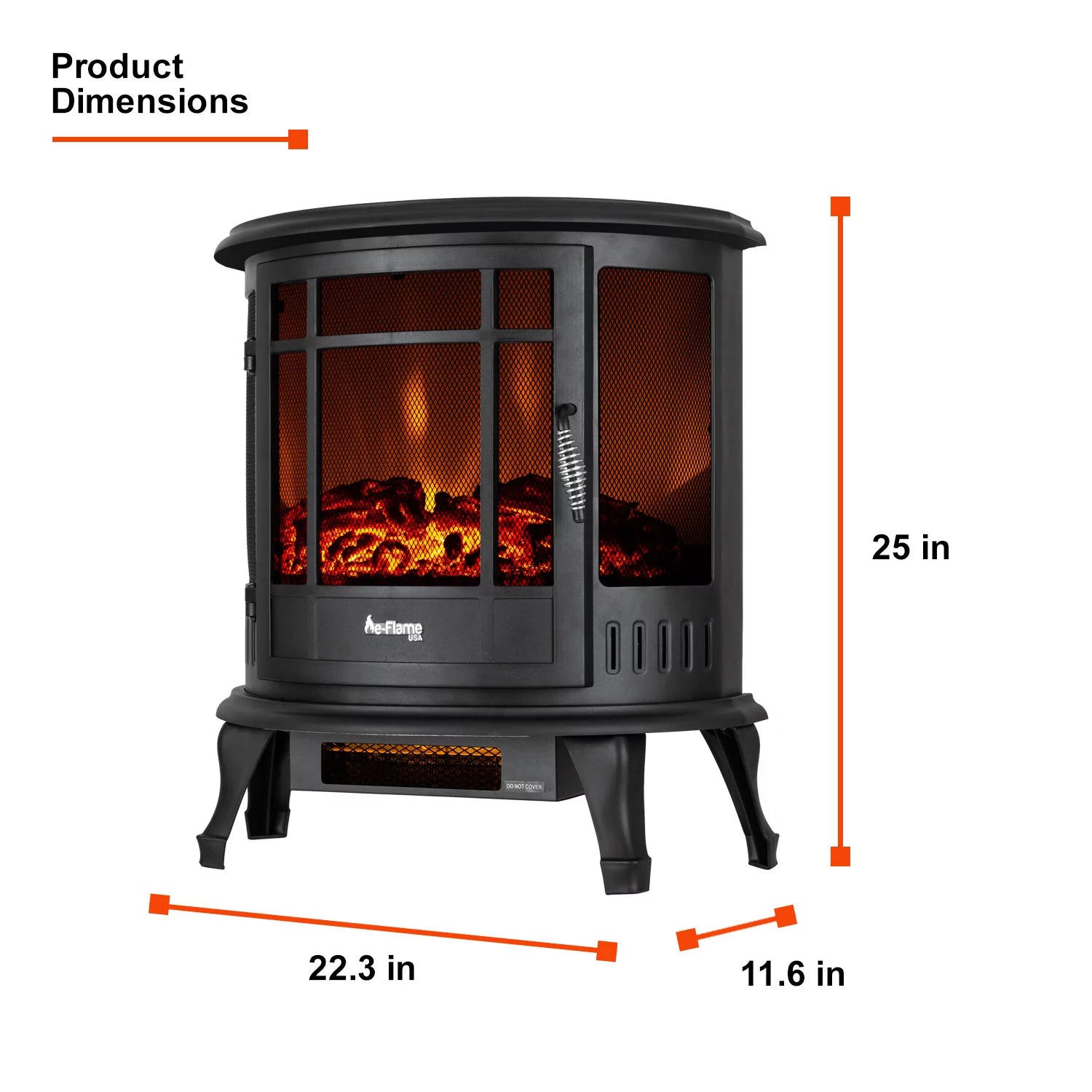 Black Free Standing Electric Fireplace Stove J64465