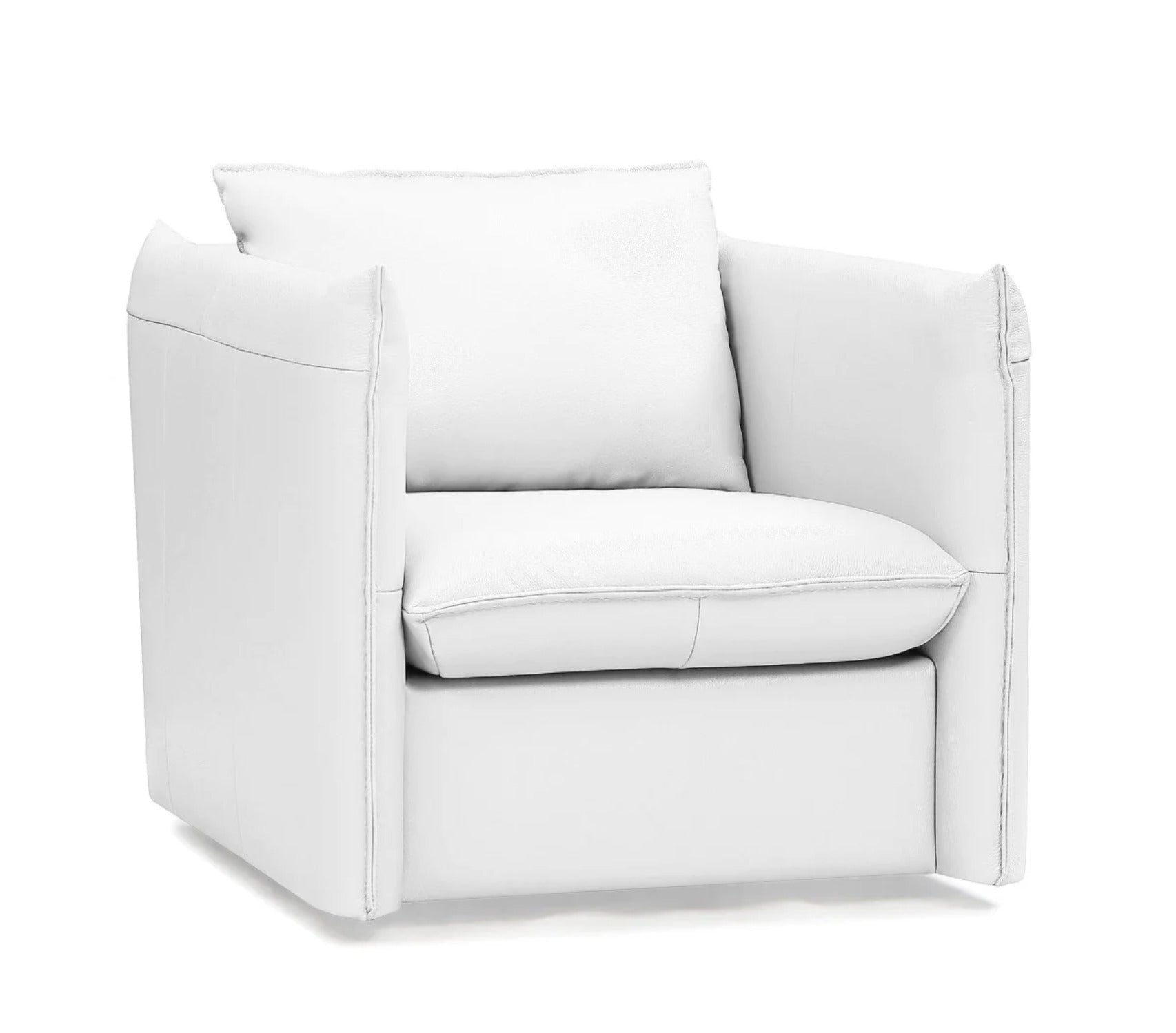 White Genuine Leather Swivel Accent Chair I777824