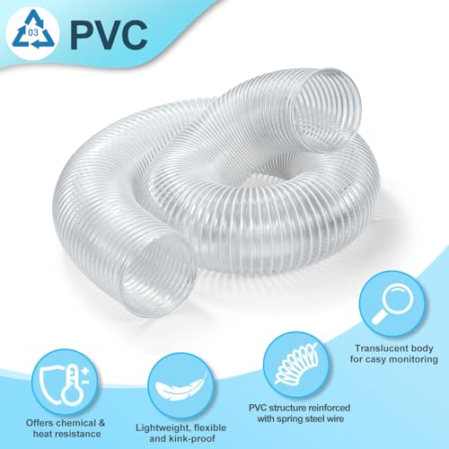 PVC Dust Collection Hose 4 Inch 10 ft Flexible Heavy Clear M9237