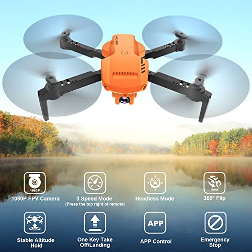 Drone with Camera 1080P HD, FPV Foldable Drone with Carrying Case, 2 Batteries, 90° Adjustable Lens Q115