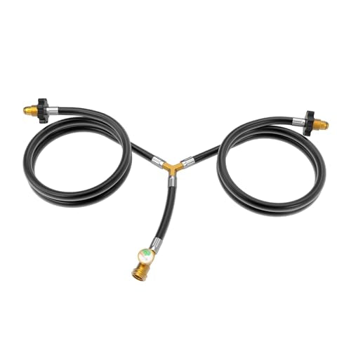 Propane Tank Splitter 2 Way with Shut Off Valve and Gauge J129