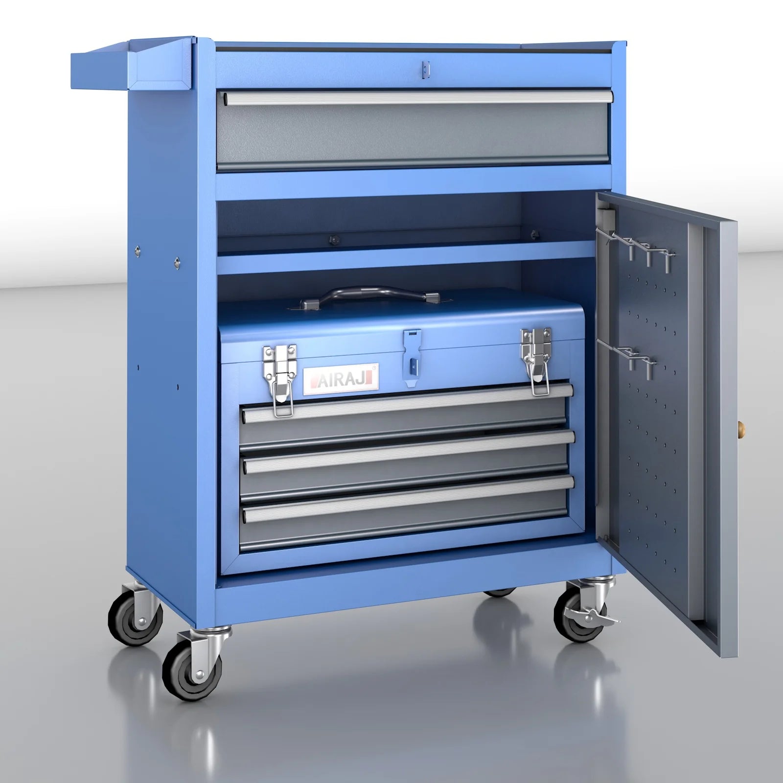 Trolly Tool Chest Rolling Tool Cabinet Detachable 4 Drawer with Adjustable Shelf Wheels D346