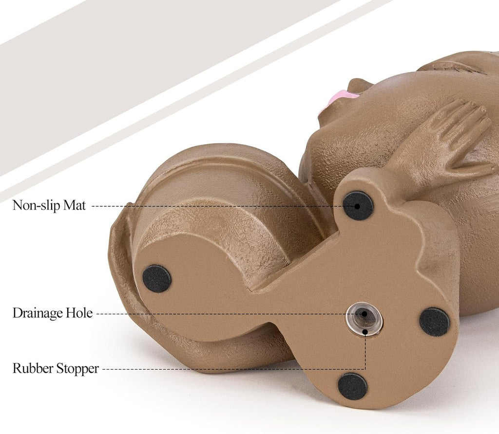 Brown Resin Face Planter Pot with Drainage Hole S799