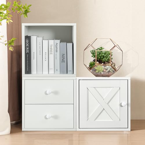 Pure White-Washed Wood Storage Cubes U471