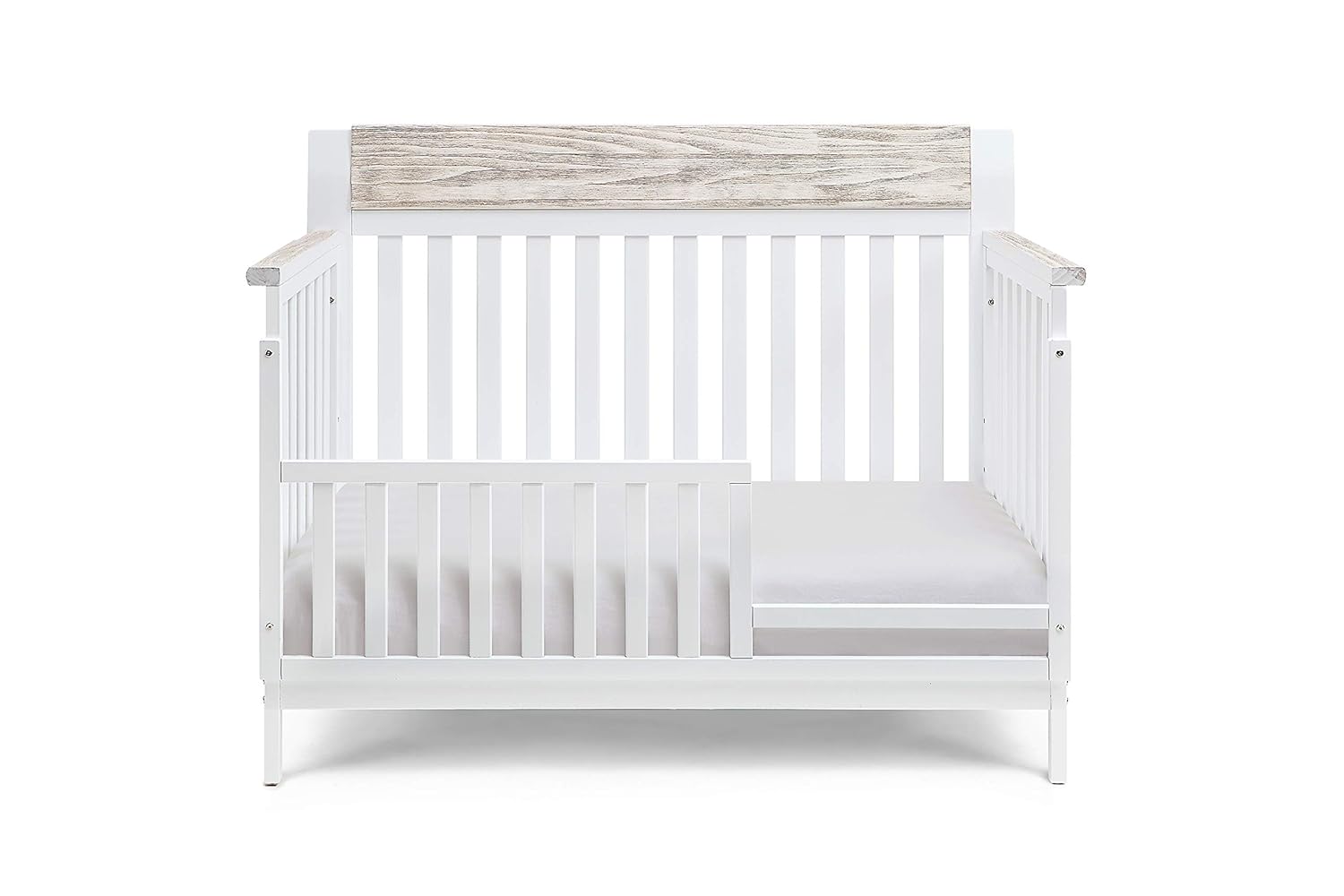 White and Wire Brushed Wood 4 in 1 Convertible Crib L2431