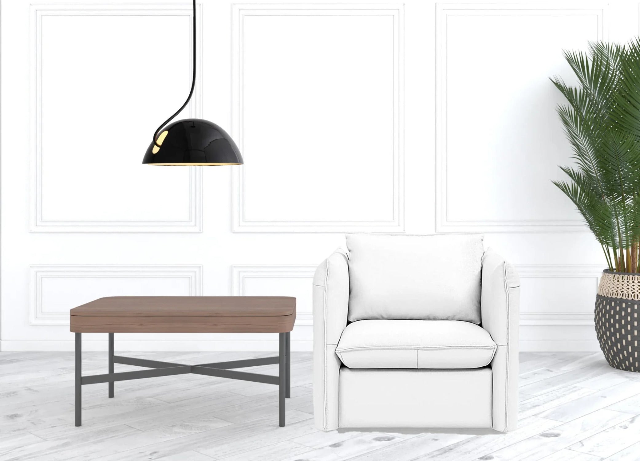 White Genuine Leather Swivel Accent Chair I777824