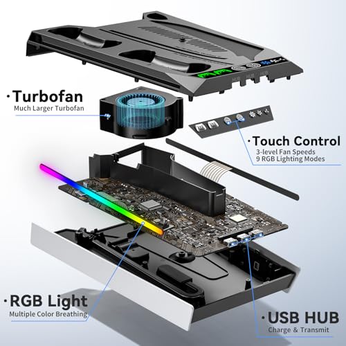 PS5 Stand with Cooling Fan and Charging Station J512338
