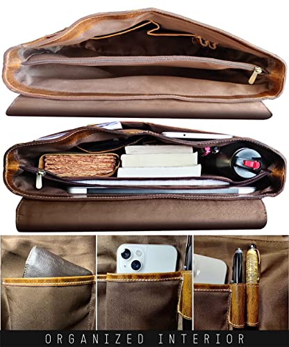 Full Grain Leather Laptop Messenger Bag R9066