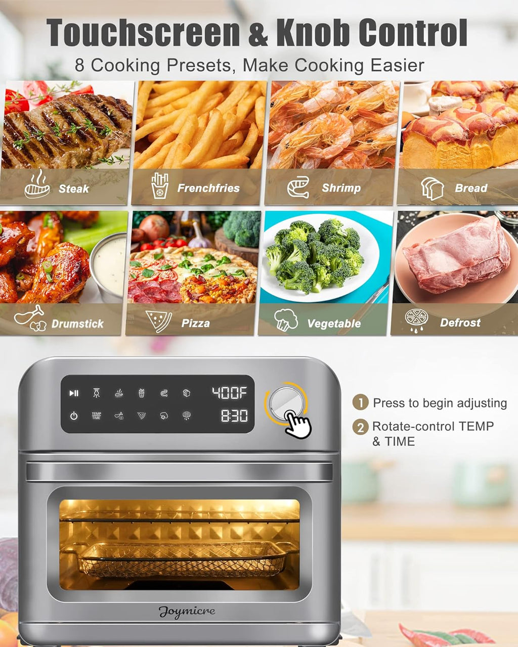 Grey 12QT Air Fryer Toaster Oven with Touchscreen F21654