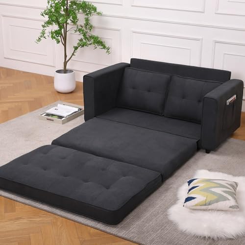 Dark Gray Upholstered Convertible Futon Sofa Bed D4639