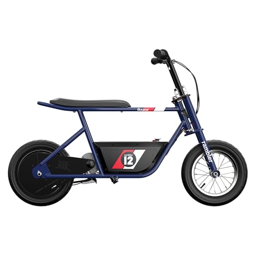 Dark Blue Electric Retro Minibike with 250W Motor, 12 Inch Tires, 24V Battery F213233