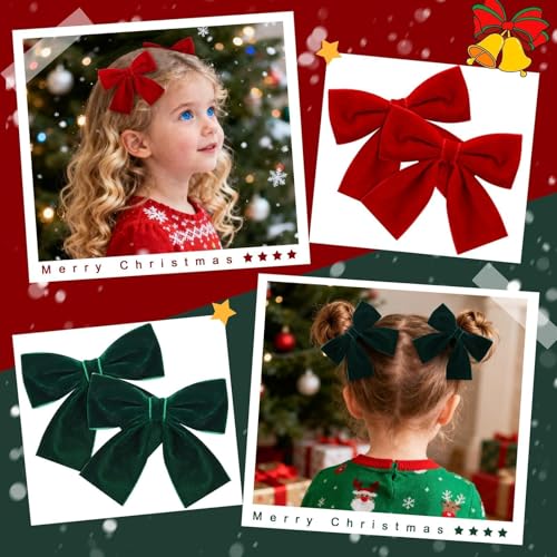 8 Pcs Velvet Hair Bows with Alligator Clips T67063