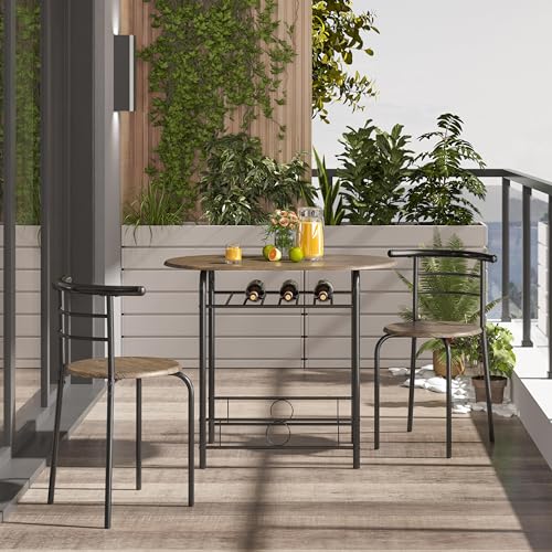 White 3-Piece Dining Table Set with Metal Frame M224