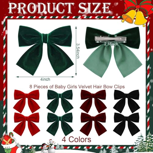 8 Pcs Velvet Hair Bows with Alligator Clips T67063