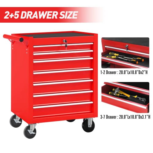 Black 7-Drawer Rolling Steel Tool Chest with Wheels F260996