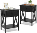 Dark Black End Side Table with Cabinet X7225
