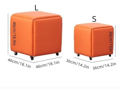Brown Leather Rolling Cube Ottoman E812233
