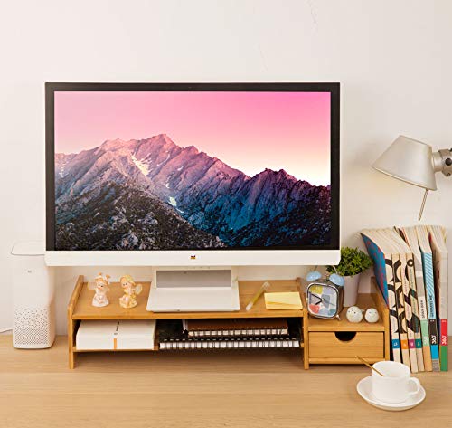Bamboo 2 Tier Laptop Stand With Drawers P8316