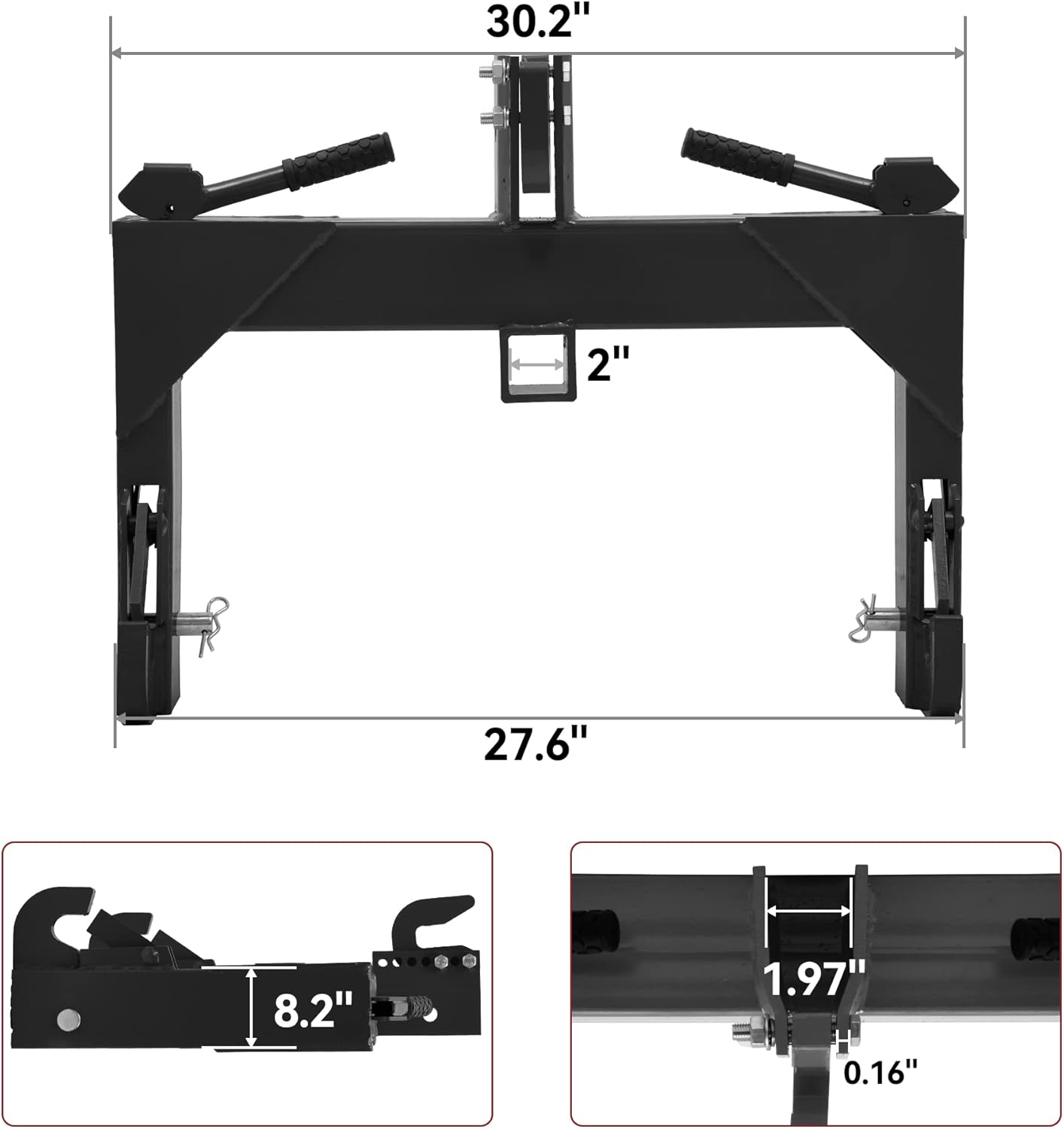 3 Point Quick Hitch with 2" Receiver Hitch Adaptation P821471