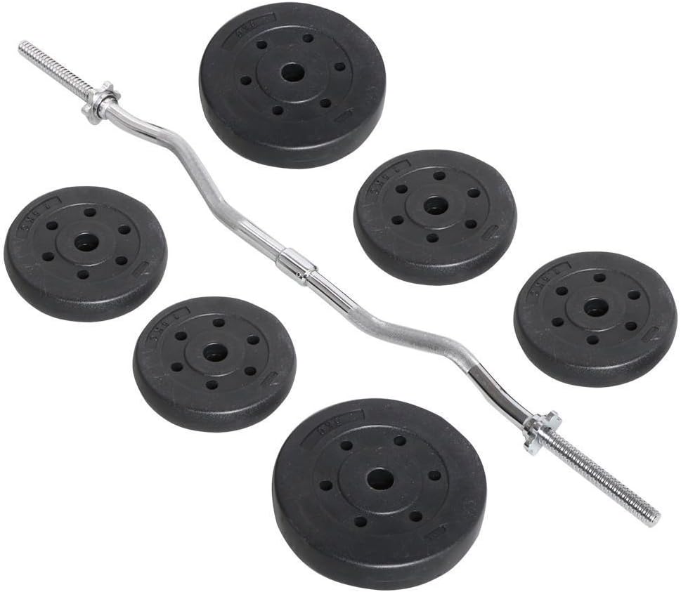 Olympic Bar Barbell Set Adjustable Weight Plates S58590