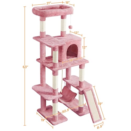 63 Inches Tall Cat Tree with Scratching Posts F5998