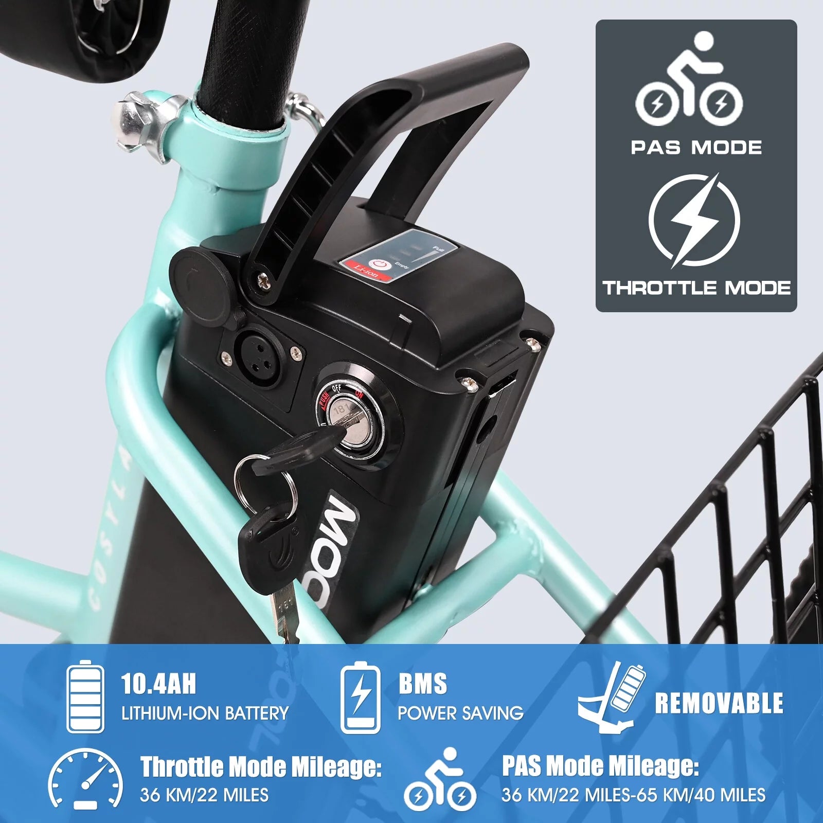 3 Wheel Electric Tricycle with Removable Lithium Battery G421850
